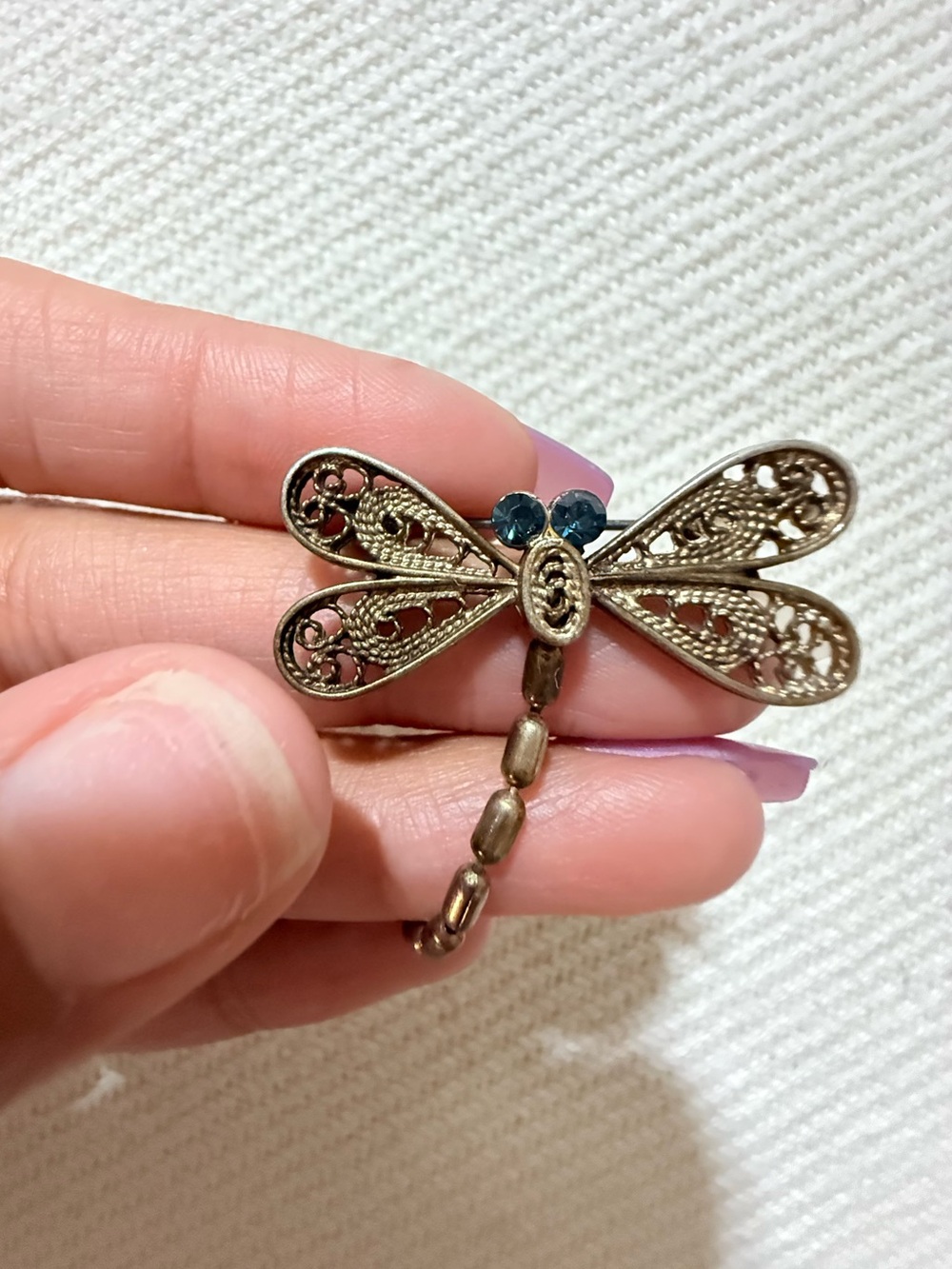 Vintage filigree dragonfly brooch